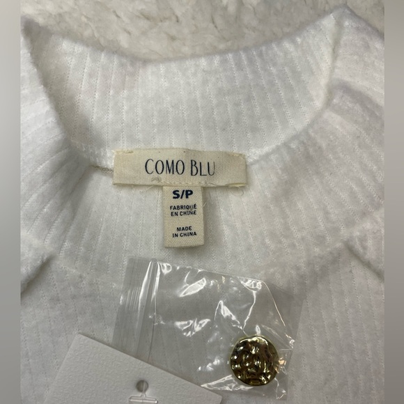 Como Blu White Knitted Sweatshirt with Gold detail - Small/Petite - Picture 4 of 9